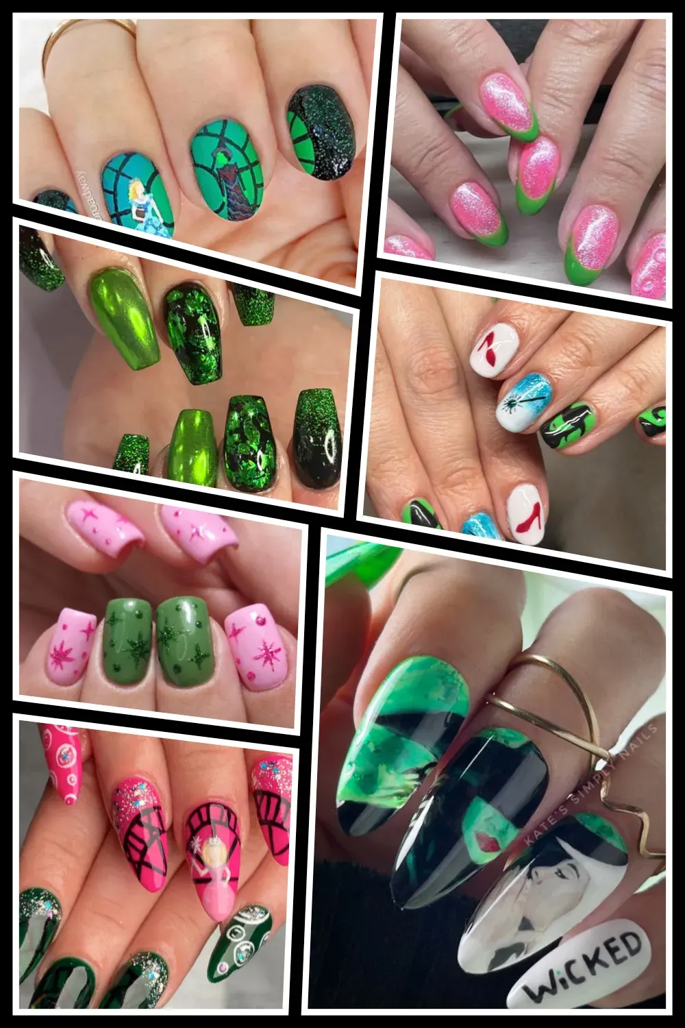 Celebrate the magic of Wicked Part 2: For Good with nail art inspired by Elphaba’s fierce green and Glinda’s sparkling charm! These Wicked-themed designs are perfect for movie premieres, Halloween, or any day you want to feel spellbound. 🧙‍♀️💅 #WickedNails #ForGood #BroadwayBeauty