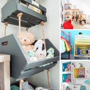 Loving this wood crate storage for the kid's stuff! Looks great and it's not expensive to make! Thanks for sharing!