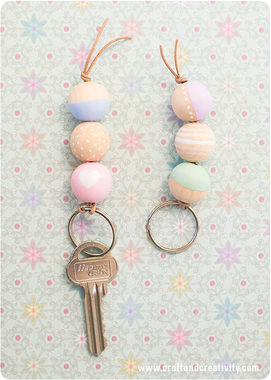 Wooden Beaded Keychain