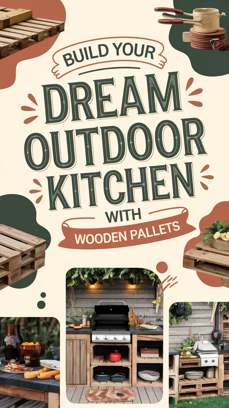 Design an outdoor kitchen using wooden pallets! 🍽️✨ This DIY project is budget-friendly, fun, and ideal for outdoor entertaining. 🎉🔨