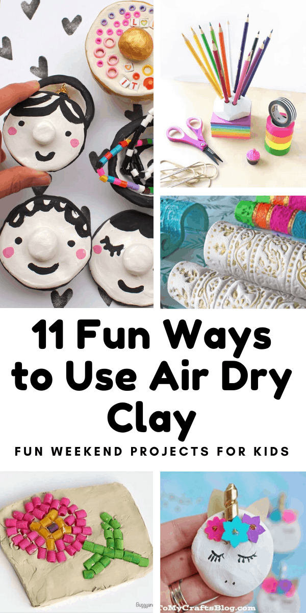 Need a fun project to do with the kids this weekend? Try this air dry clay projects. From unicorns to funny faces there's a project here your child is sure to enjoy! #kidcrafts #crafting