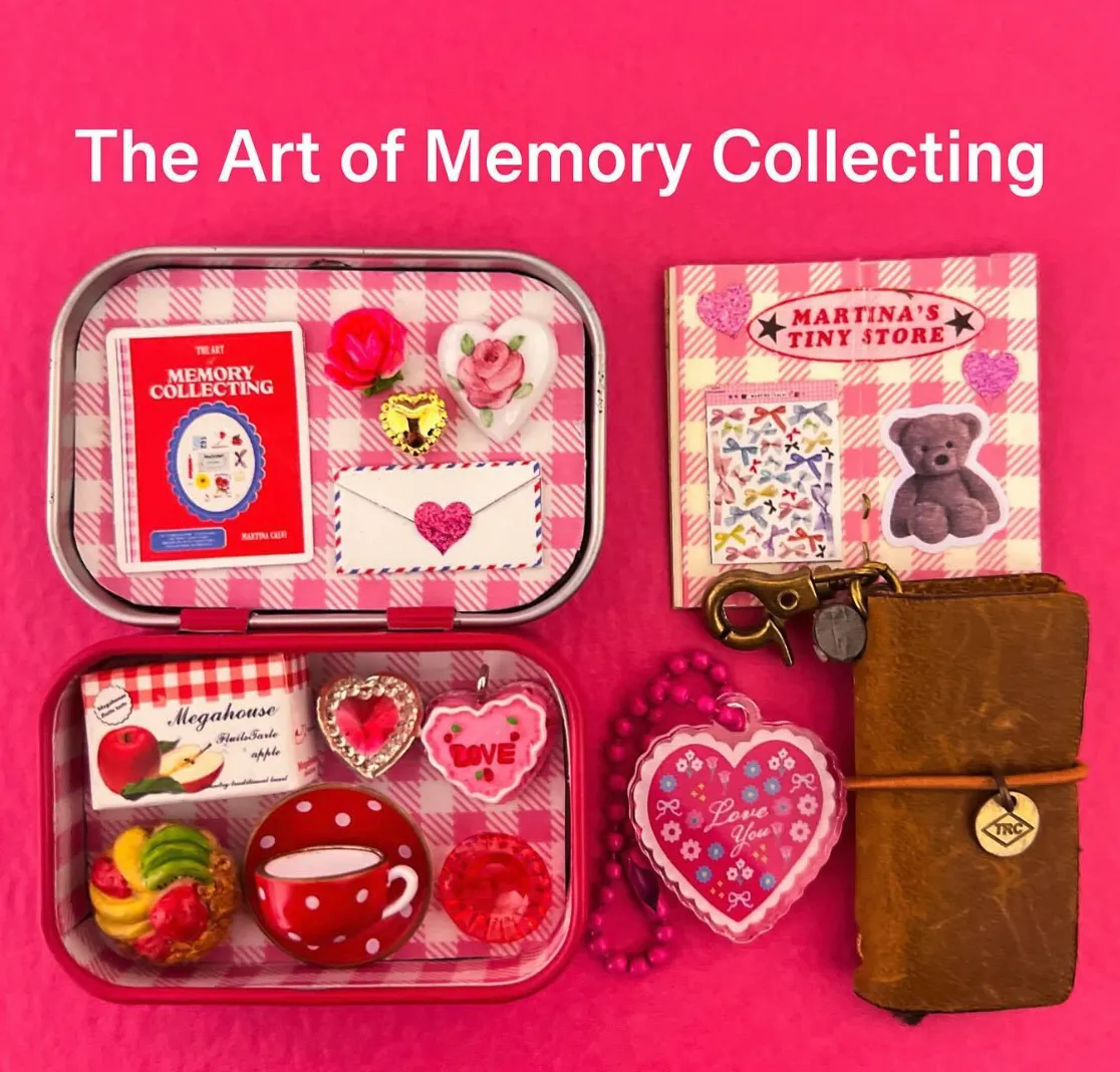 A vibrant collection of tiny keepsakes in an Altoid tin showing how to preserve your most treasured trinkets.