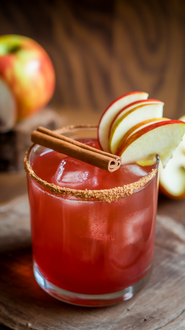 The Apple Cinnamon Cosmopolitan is a delightful twist on the classic cocktail, combining the crispness of apple with a warm hint of cinnamon. This drink is perfect for cozy evenings or festive gatherings, bringing a refreshing yet comforting flavor to your palate.