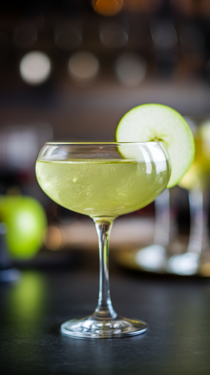 The Apple Martini, often referred to as the "Appletini," is a fun and fruity cocktail that perfectly combines the crispness of apples with the smoothness of vodka. This drink is not only visually appealing with its vibrant green color, but it also offers a refreshing taste that balances sweetness with a hint of tartness. It’s simple to whip up, making it a great choice for both casual gatherings and fancy parties.