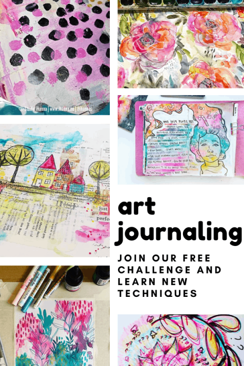 Join our free art journaling challenge and learn new skills and techniques - there's video tutorials and a free printable to download and print out!