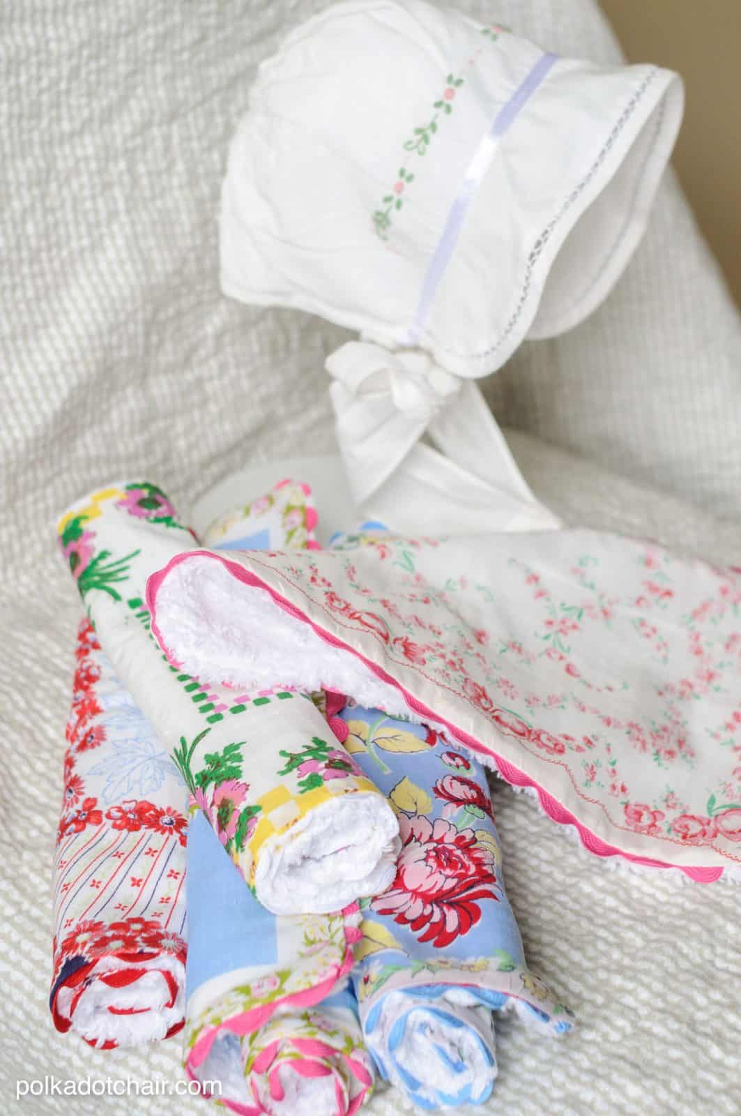 Vintage Handkerchief Upcycle - Baby Burp Cloths