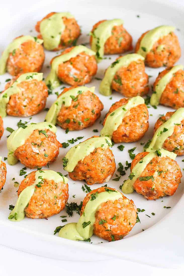 Baked Salmon Meatballs with Creamy Avocado Sauce Recipe