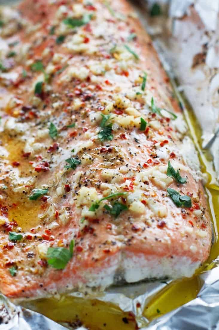 Garlic Butter Baked Salmon in Foil Recipe