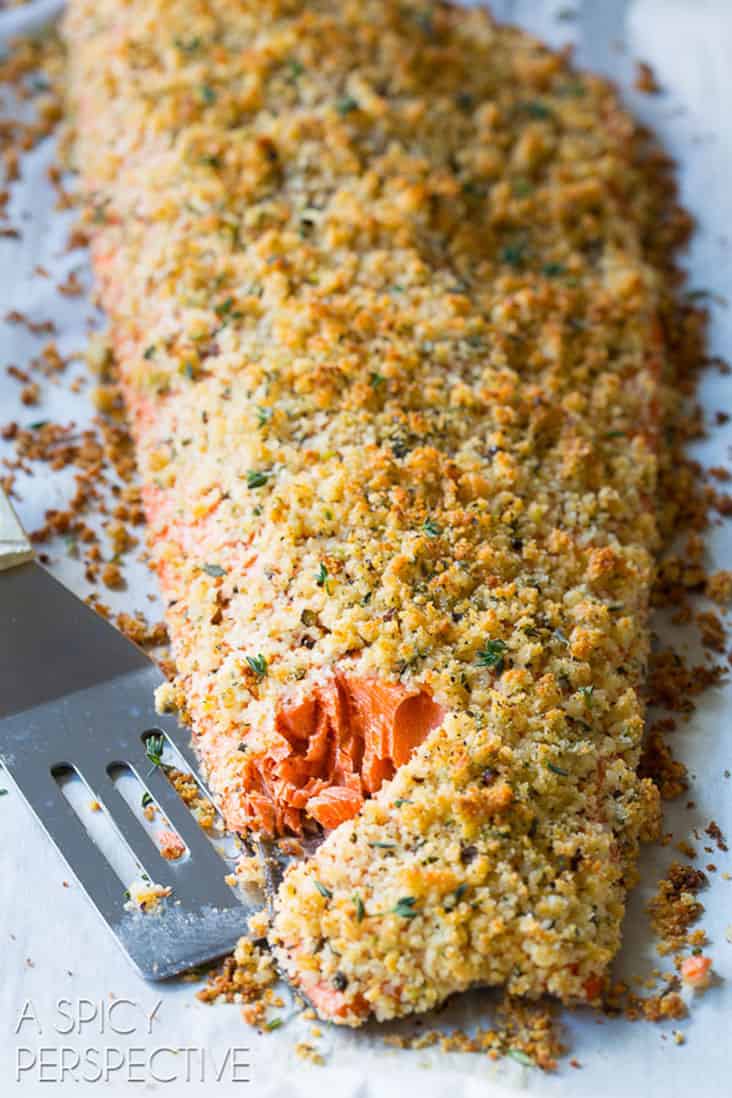 Oven Baked Salmon Recipe with Parmesan Herb Crust