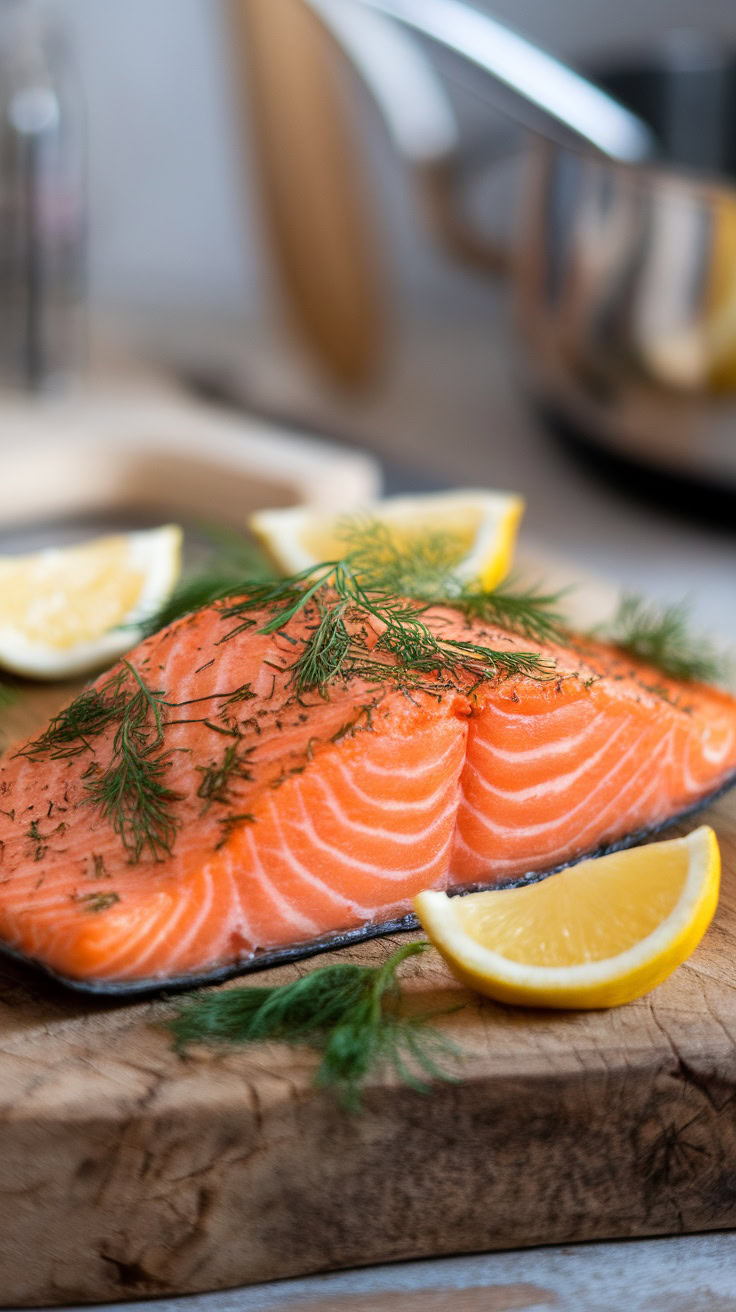 Baked salmon is a simple and tasty dinner option. Just season the fish with fresh dill and lemon, then pop it in the oven. In no time, you’ll have a healthy meal that’s sure to please everyone!