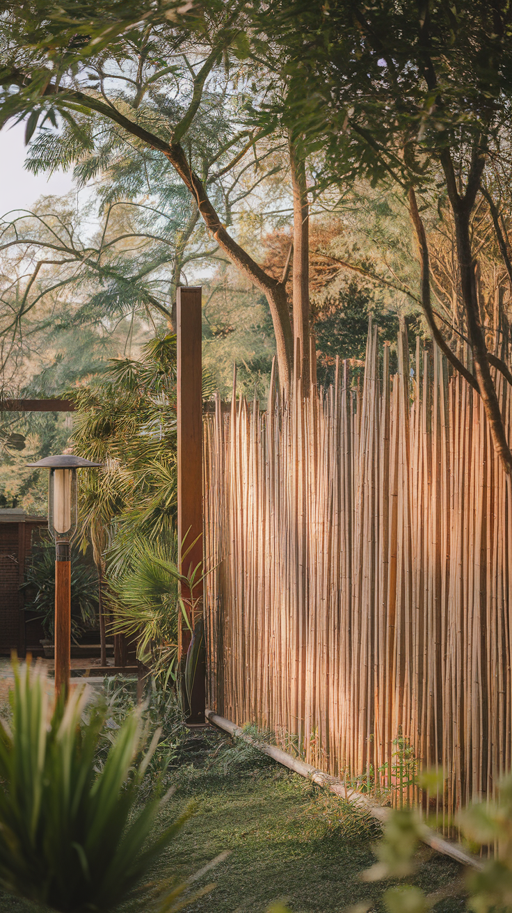 Bamboo fencing is a stylish and eco-friendly way to enhance your backyard privacy. It’s lightweight, durable, and blends beautifully with greenery, giving your outdoor space a tropical feel.