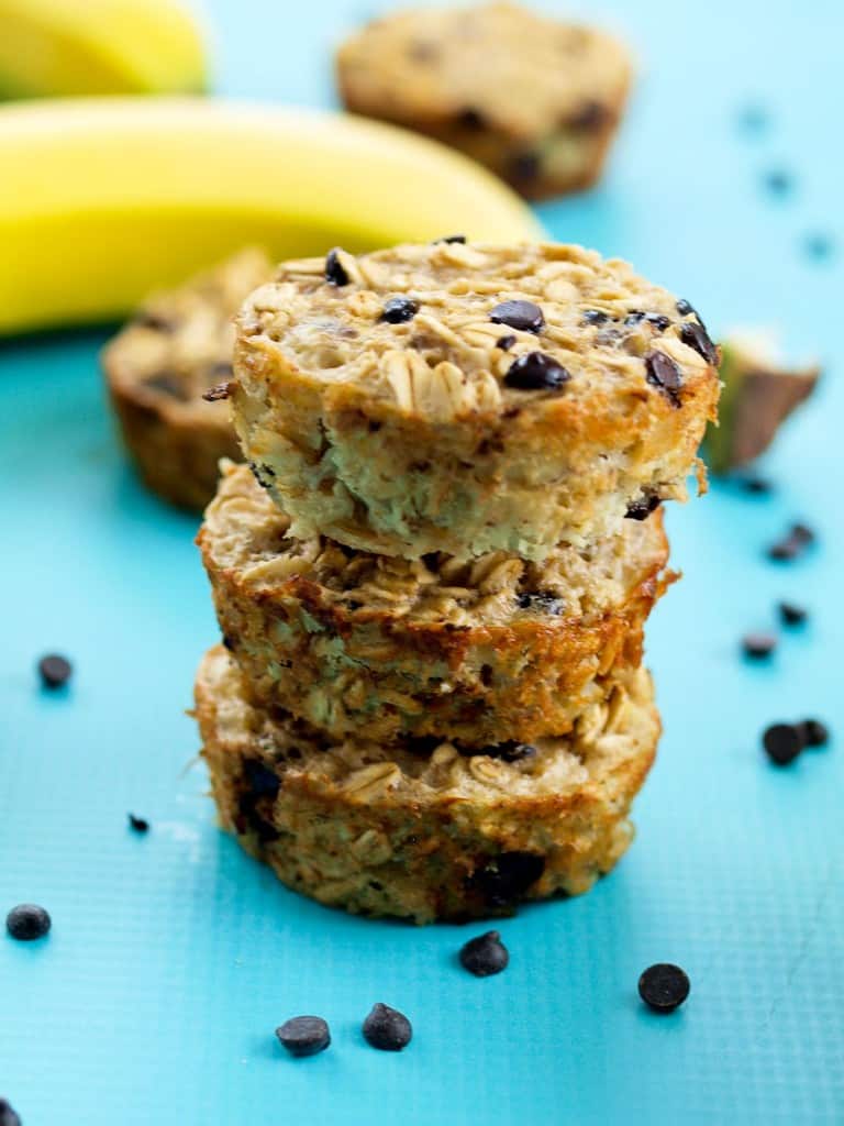 Banana Chocolate Chip Baked Oatmeal Muffins