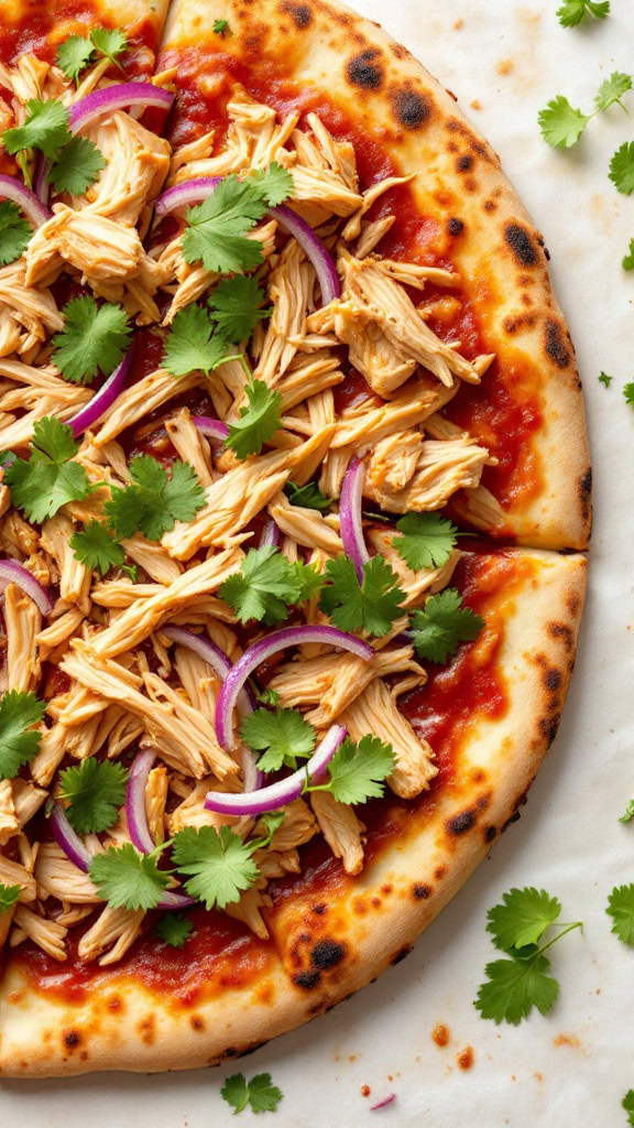 Barbecue chicken pizza is a fun twist on a classic favorite. The smoky flavor of the barbecue sauce pairs perfectly with tender chicken and fresh cilantro. 