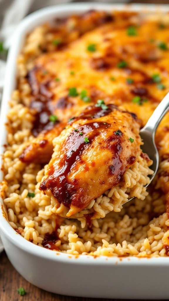 Bbq Chicken & Rice Casserole is a simple dish that packs a punch of flavor. This recipe combines tender chicken with rice and a delicious BBQ sauce, making it a family favorite. It's easy to prepare, and leftovers are just as good the next day!