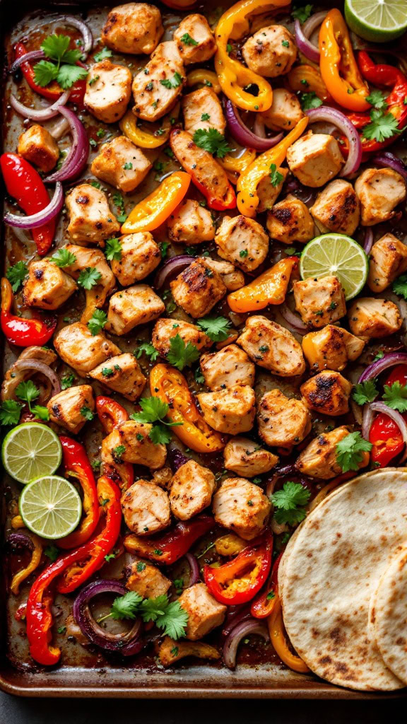 These sheet pan chicken fajitas are super easy and packed with flavor. The marinated chicken and colorful veggies come together for a delicious meal in no time. 