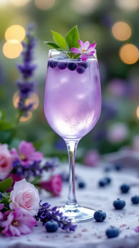 The Blueberry Lavender Fizz is a refreshing twist on your regular cocktail. With the sweetness of blueberries and the calming aroma of lavender, each sip is like a lovely spring day. Itβs perfect for a relaxed evening or a fun gathering with friends!