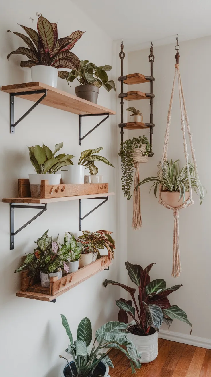 Creating your own plant shelf can be a fun weekend project. Use simple materials like wood and brackets to make a stylish display for your plants. Mix different heights and styles for a lively look that brings your living room to life!