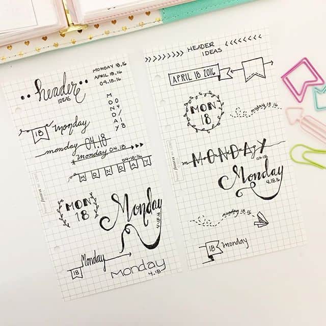 Cute bullet journal headers