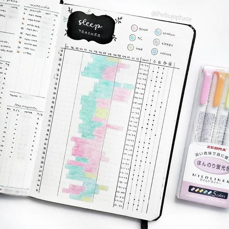 bullet journal pastel sleep tracker