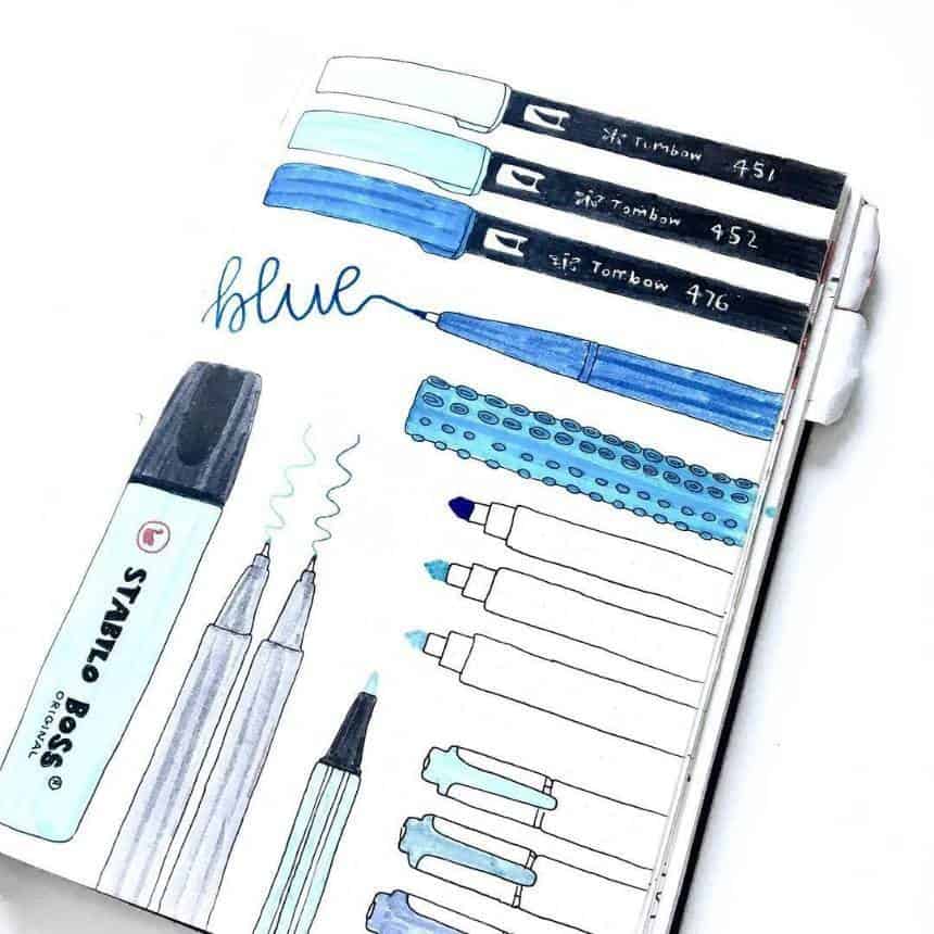 Bullet Journal pen swatch spread