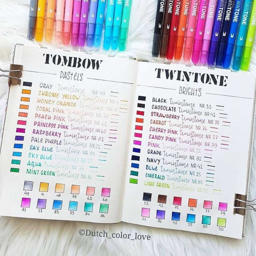 Bullet Journal Pen Test for Tombow Brights and Pastels