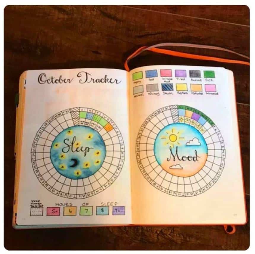 Bullet Journal  trackers for sleep and mood