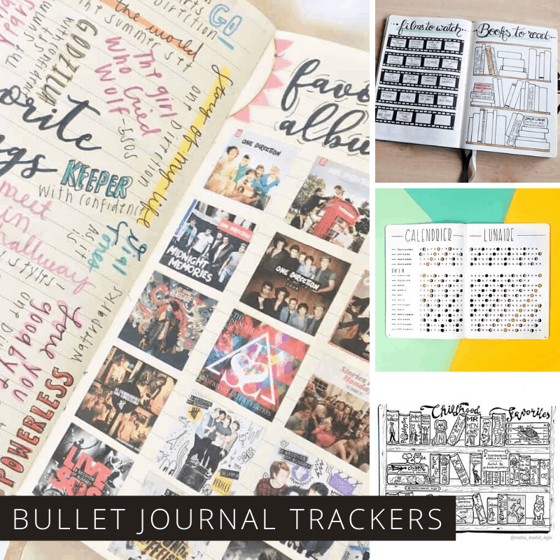 You are going to love these bullet journal tracker layouts - so many great ideas for keeping track of your favorite albums, childhood books, what you're reading now and so much more!