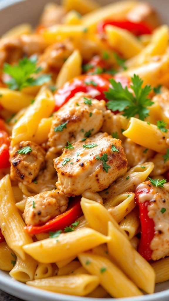 Cajun Chicken Pasta is a spicy, creamy dish that’s sure to please everyone at the table. It combines tender chicken, colorful bell peppers, and pasta, all tossed in a flavorful Cajun sauce. You can find a great recipe for this dish here to get you started!