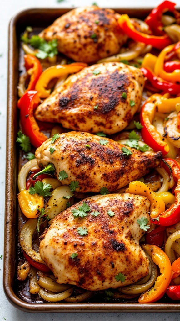 This Cajun chicken with peppers and onions is the perfect answer to your midweek meal dilemmas. Just toss everything on a sheet pan, season it well, and let the oven do the work. You'll have a tasty dinner ready in no time, making weeknight cooking a breeze!