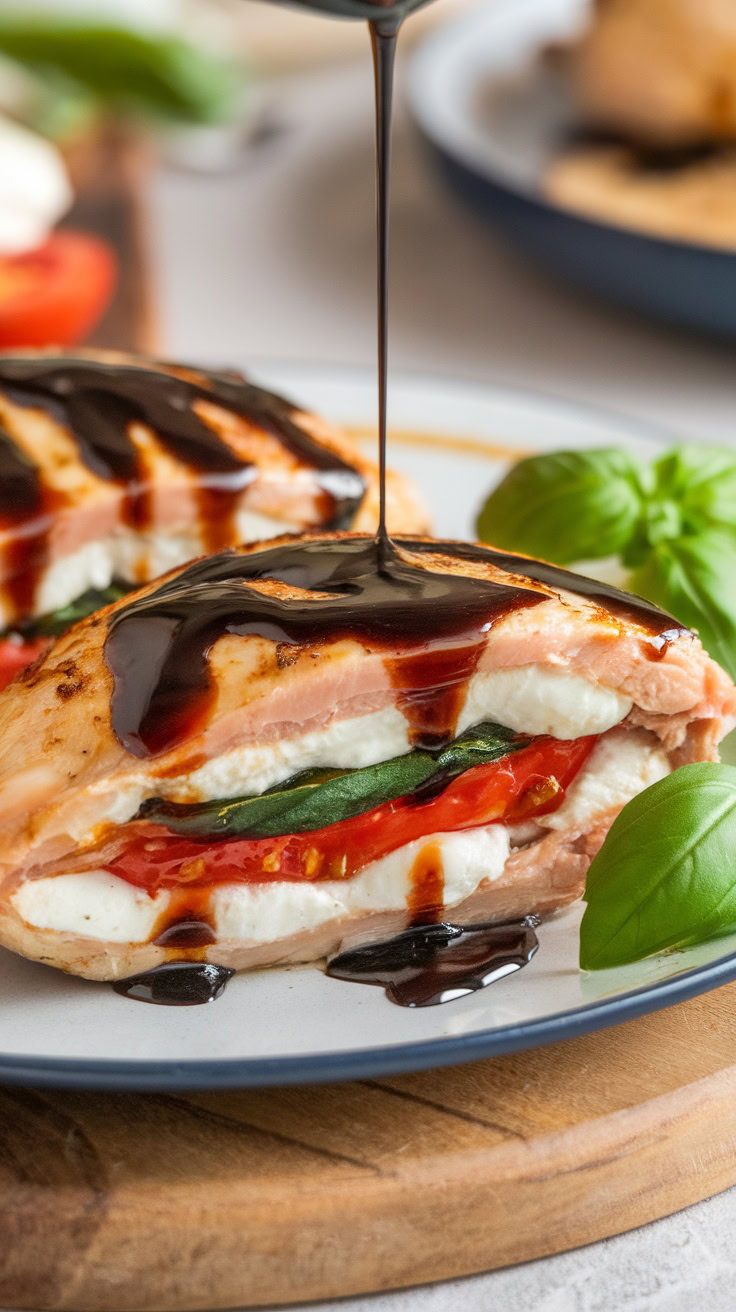 This Caprese Stuffed Chicken Breast is a tasty way to enjoy dinner. Juicy chicken is filled with fresh mozzarella, basil, and ripe tomatoes, creating a burst of flavor in every bite. Drizzle some balsamic reduction on top for a perfect finish!