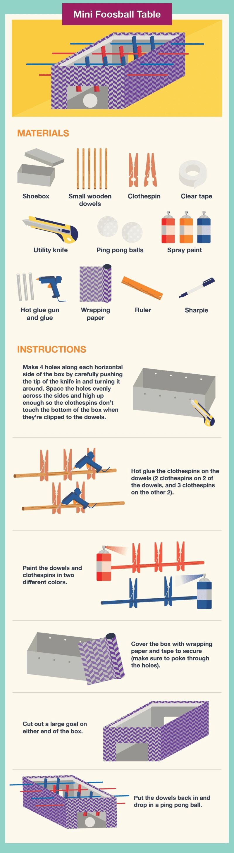 Make a football table game from a cardboard box