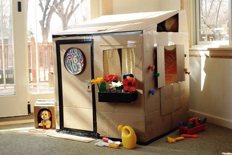 Cardboard Playhouse with Window Box