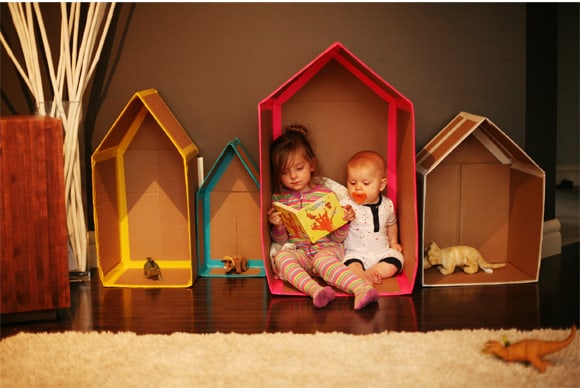 Cardboard Playhouses for Siblings