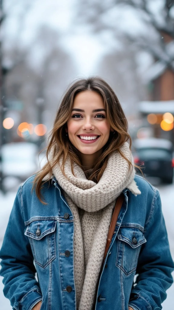 Picture this cozy winter look! A casual denim jacket layered over a thick, chunky sweater is a perfect combination for chilly days. The denim brings a relaxed vibe, while the sweater adds warmth and style. This outfit is all about comfort without sacrificing cuteness.