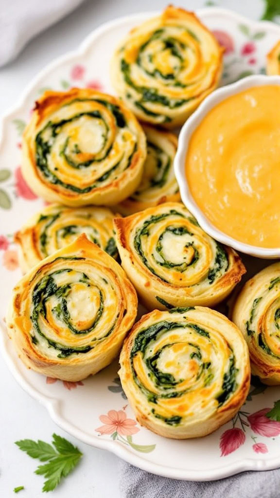 If you love creamy spinach artichoke dip, you’ll adore these cheesy spinach and artichoke pinwheels. With a flaky crust and gooey filling, they’re the definition of comfort food in bite-size form. Great for cozy nights or entertaining a crowd!