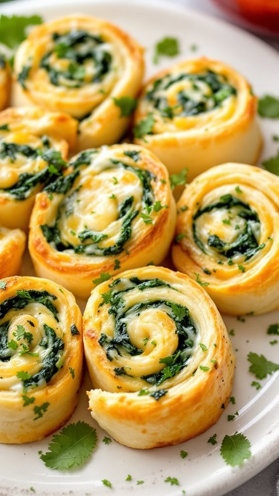 These cheesy spinach and artichoke pinwheels are a tasty treat for any gathering. With creamy cheese and vibrant spinach rolled up in flaky pastry, they’re sure to impress your friends and family. Serve them warm for a delightful snack that everyone will love!