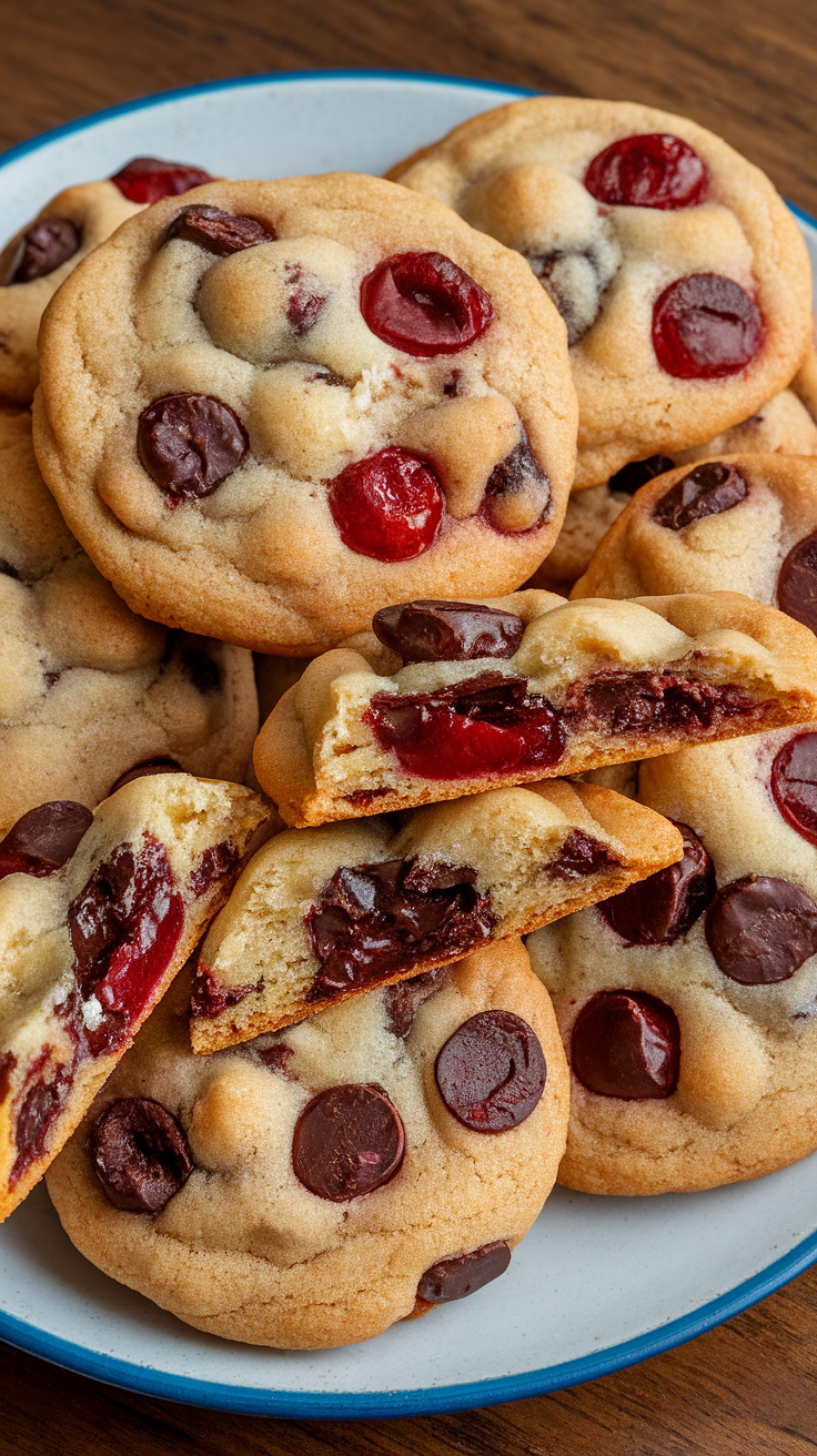 Cherry chocolate chip cookies are a delightful twist on the classic favorite. The sweet and tart cherries combine perfectly with rich chocolate chips, creating a treat that’s hard to resist. Bake these for a snack or dessert, and watch them disappear!