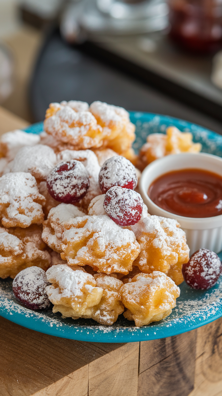 Cherry fritters are a delightful treat that everyone will love. These fluffy, golden bites are packed with sweet cherries and dusted with powdered sugar, making them simply irresistible. Serve them warm with a side of your favorite dipping sauce for an extra touch of yum!