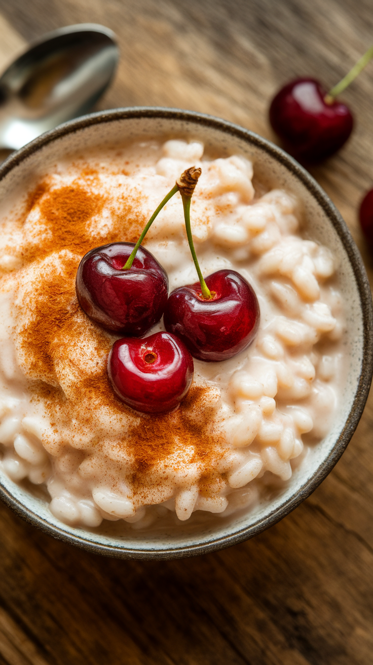 Cherry rice pudding is a cozy dessert that's perfect for any time of the year. Creamy rice pairs beautifully with sweet cherries and a sprinkle of cinnamon, making every bite comforting. It's a delightful combination that will leave you wanting more.