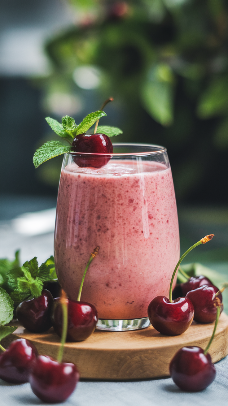 A cherry smoothie is a delicious way to enjoy the sweet and tangy flavor of cherries. Blending fresh or frozen cherries with yogurt or almond milk creates a refreshing treat that’s perfect for any time of day. Add a few mint leaves for an extra pop of flavor!