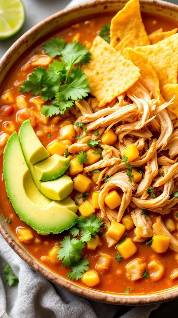 Chicken tortilla soup is a warm and comforting dish that hits the spot any day of the week. With tender chicken, fresh veggies, and crispy tortilla strips, it's a tasty way to enjoy a classic Mexican flavor. 