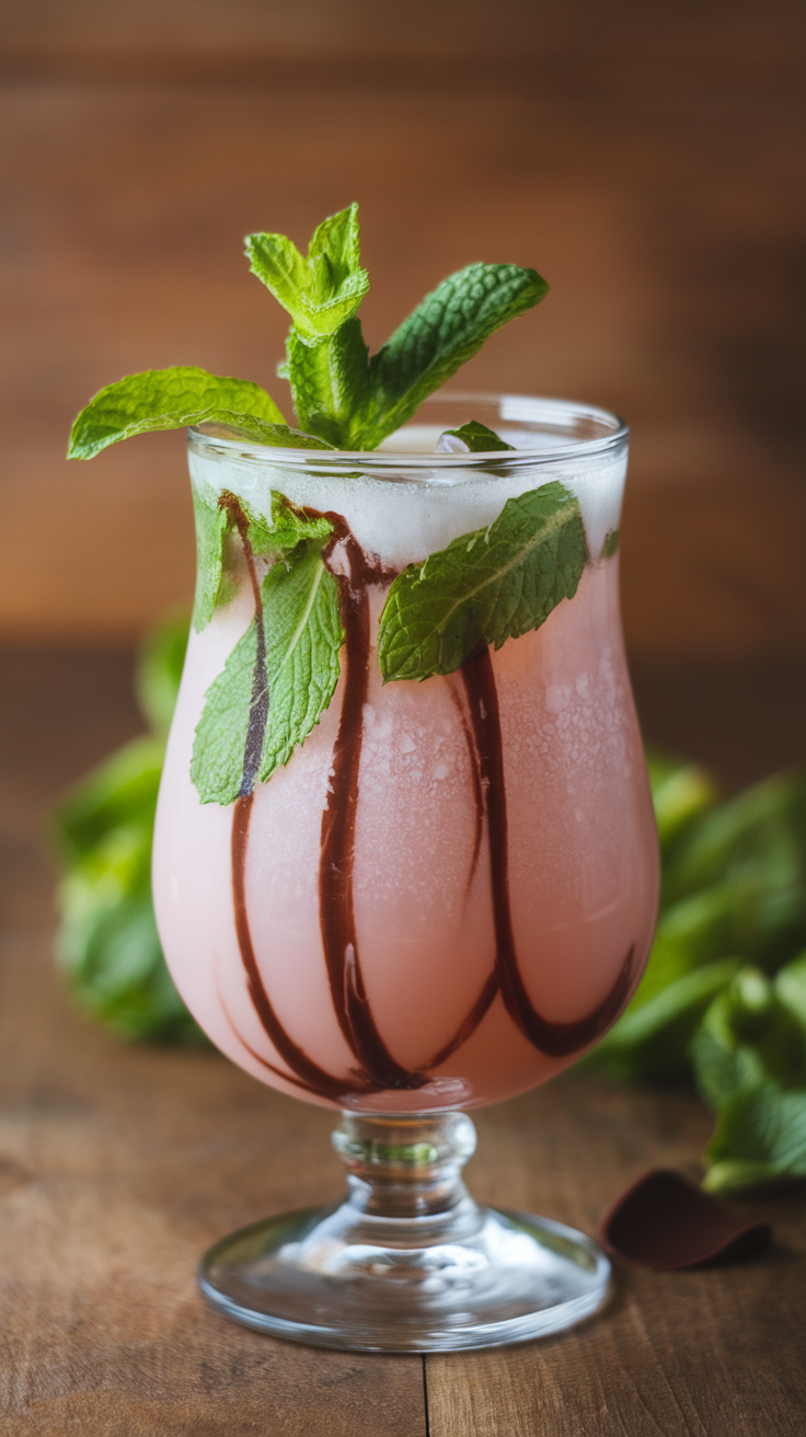 Choco-Mint Delight is a refreshing and fun mocktail that combines the rich flavors of chocolate with the coolness of mint. This drink is perfect for warm days or any time you want a sweet treat without the alcohol. The blend of chocolate syrup and mint leaves creates a delightful flavor that feels indulgent yet light.