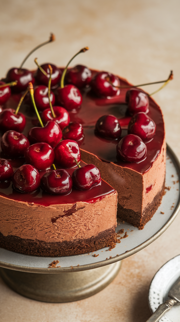 Chocolate cherry cheesecake is a sweet treat that combines rich chocolate flavors with tart cherries. The creamy texture of the cheesecake pairs perfectly with the chewy chocolate crust. Top it off with a cherry glaze, and you have a dessert that everyone will love!