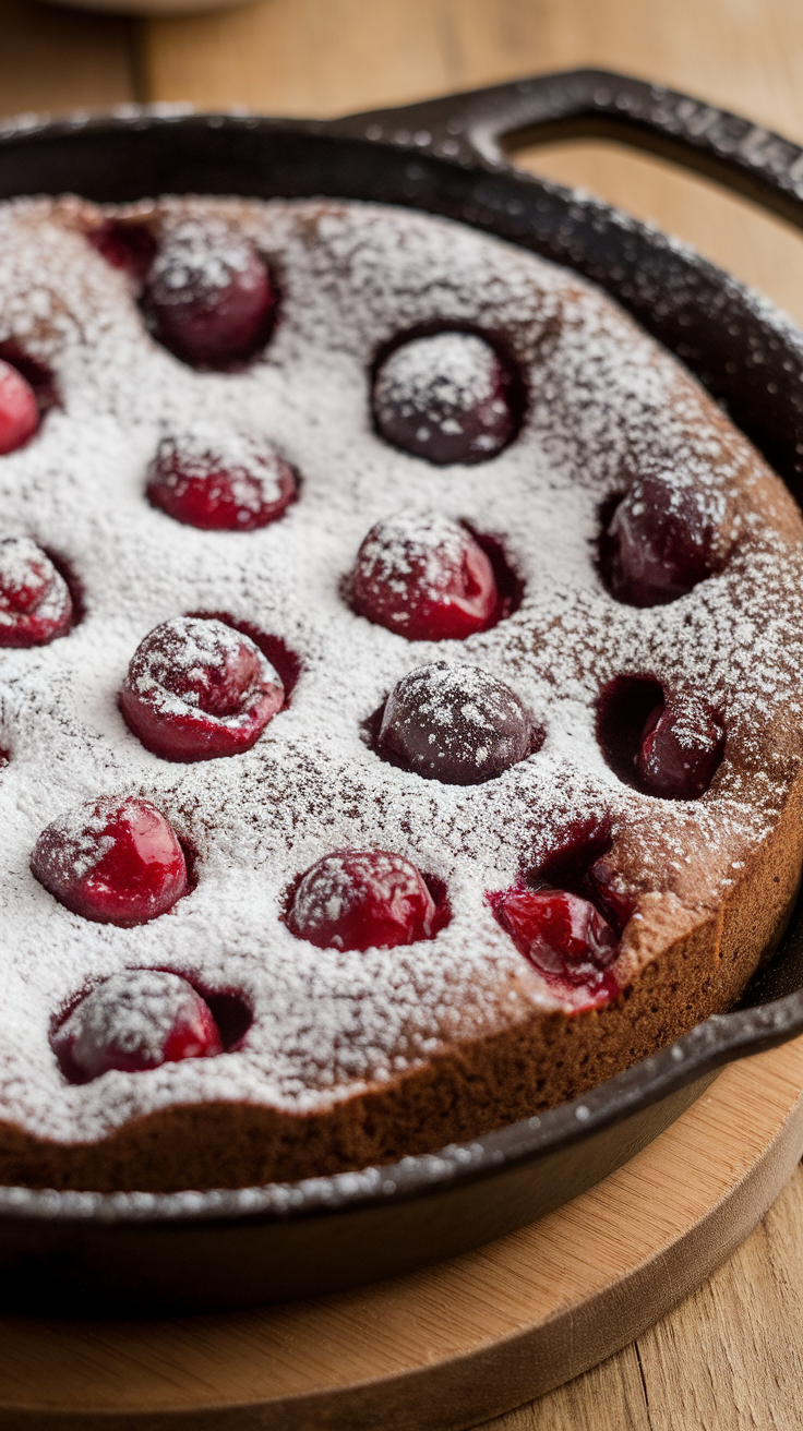 Chocolate cherry clafoutis is a delightful twist on the classic French dessert. With juicy cherries nestled in a rich chocolate batter, every bite is a sweet treat. Serve it warm with a dusting of powdered sugar for a cozy finish!