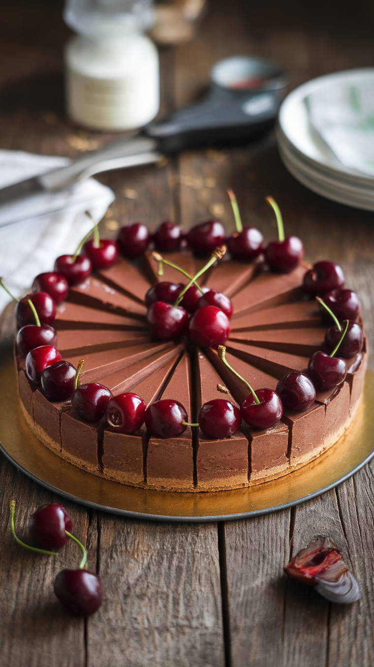 This Chocolate Cherry Tart with Almond Crust is a simple delight. The buttery almond crust pairs perfectly with the rich chocolate filling and fresh cherries on top. It’s a favorite for any occasion and sure to impress your friends!