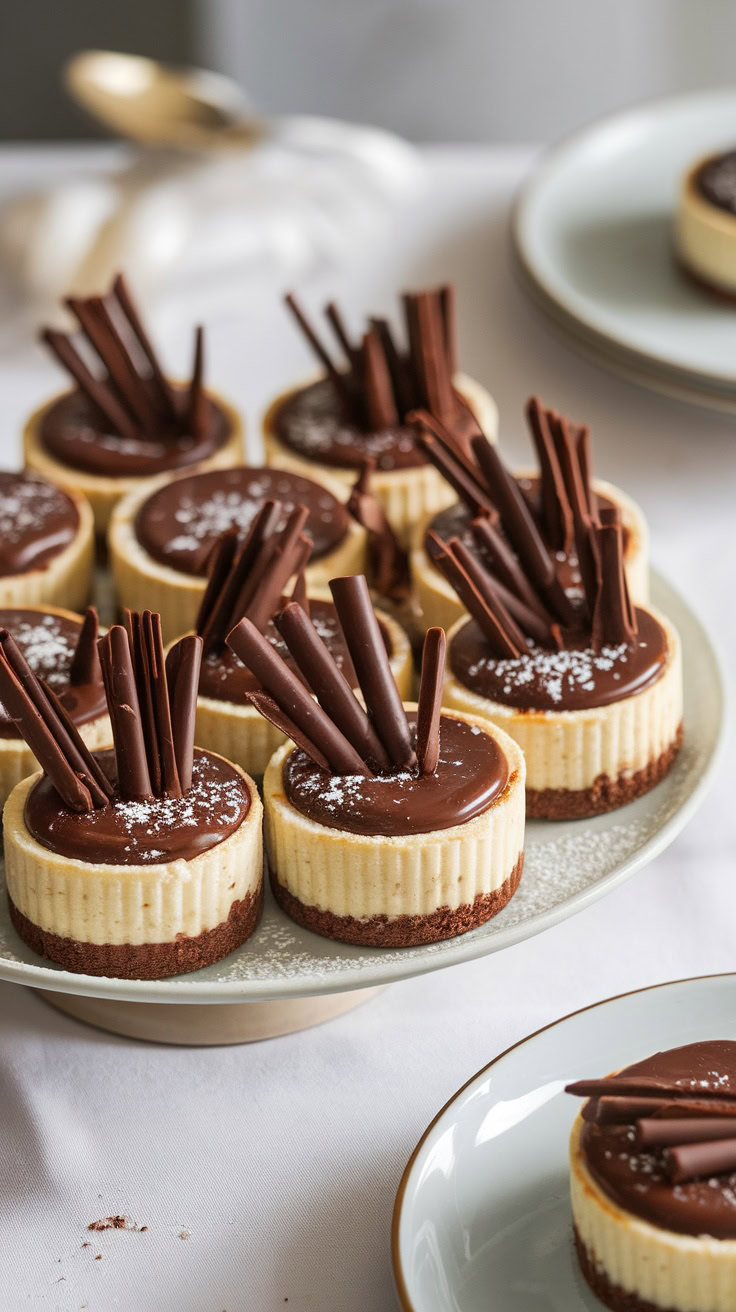 These chocolate ganache mini cheesecakes are a real crowd-pleaser. With a creamy filling and rich chocolate topping, they’re perfect for a bake sale. Add some chocolate curls on top for a stylish finish!