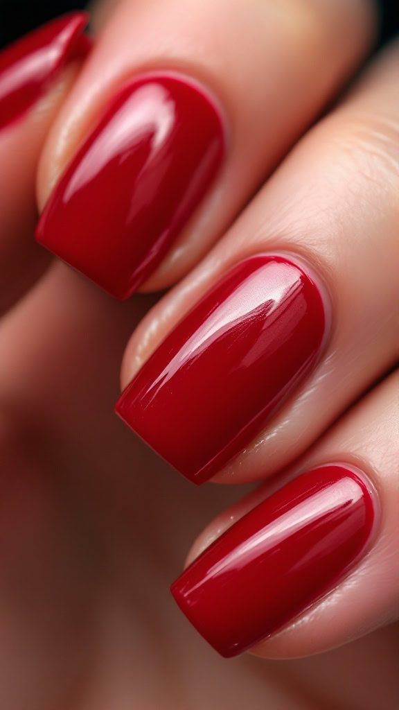 Cherry red nails are a timeless choice that never goes out of style. This bold color adds a pop of glam to any look, making it perfect for both casual outings and special events. With their shiny finish, these nails are sure to catch everyone’s eye!