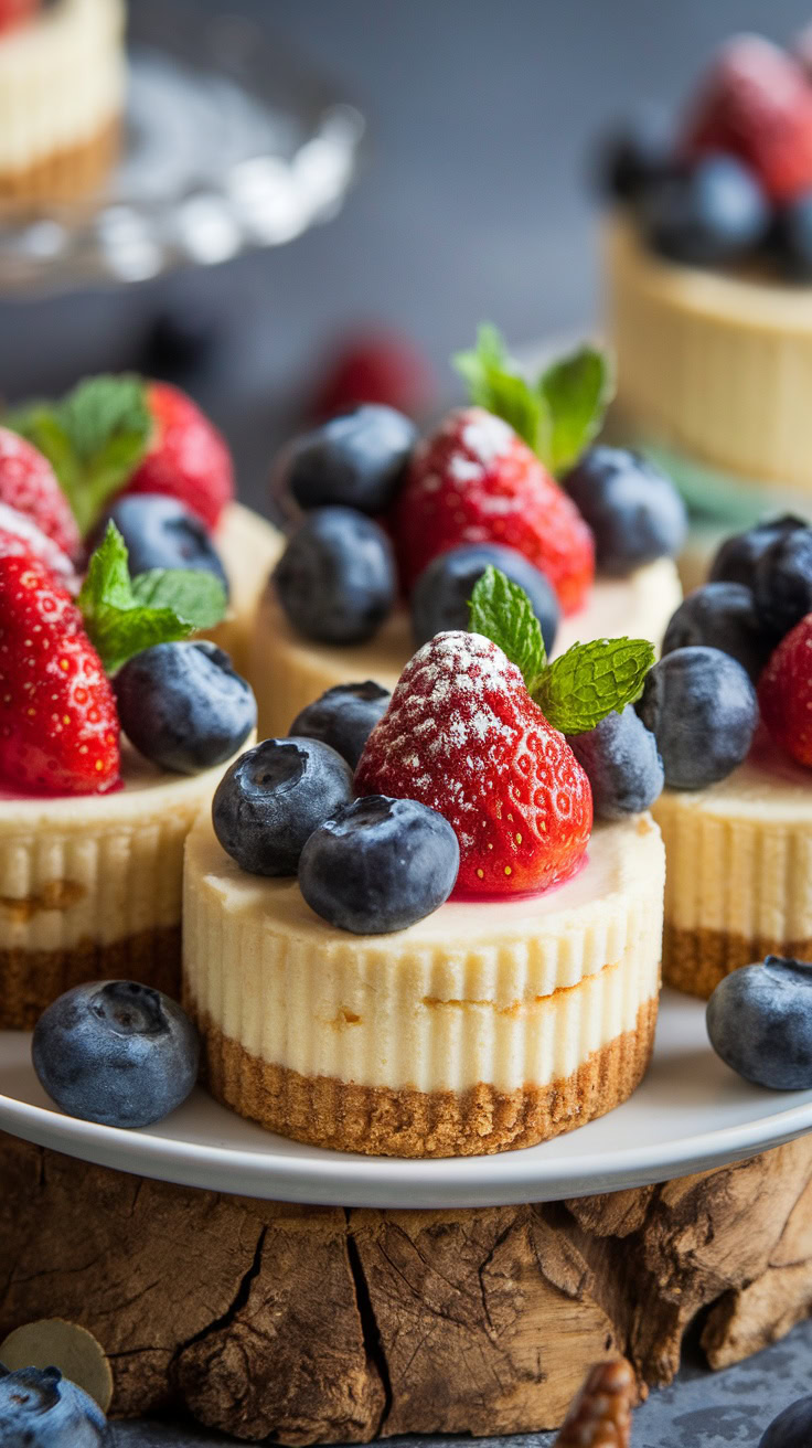 Classic New York mini cheesecakes are a hit at any bake sale. Their creamy filling on a buttery crust is simply irresistible. Top them with fresh berries for a pop of color and flavor!