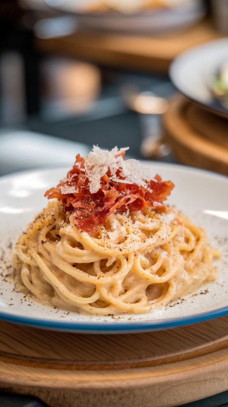 Spaghetti Carbonara is a timeless dish that will make your taste buds dance. With creamy sauce and crispy pancetta, it's comfort food at its best. Perfect for a cozy dinner or a quick meal, this recipe is sure to please everyone!