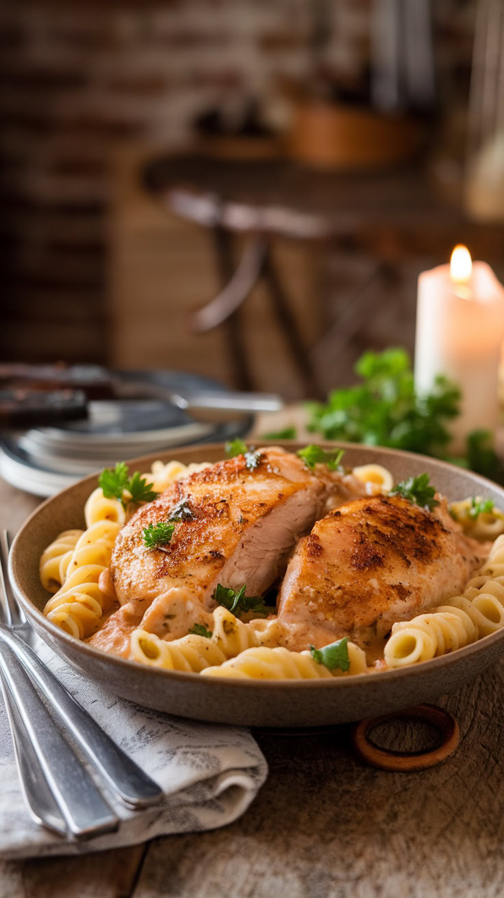 This creamy garlic parmesan chicken is sure to be a winner at your dinner table. The slow cooker makes it super easy, allowing the flavors to blend beautifully while you go about your day. Serve it over pasta or rice for a delightful meal that everyone will love!